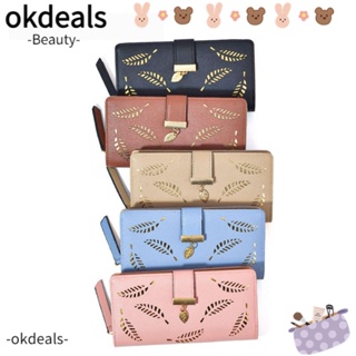 Okdeals กระเป๋าสตางค์ ใบยาว ทรงคลัทช์ แต่งซิป อเนกประสงค์ แฟชั่นสําหรับสตรี