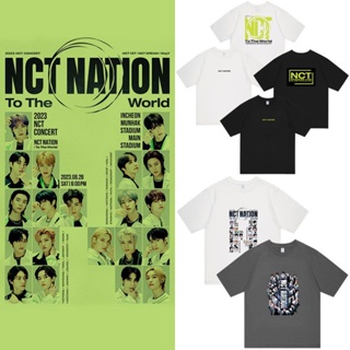 เสื้อยืดแขนสั้นลําลอง คอกลม ผ้าฝ้าย พิมพ์ลาย Kpop NCT NATION สําหรับผู้ชาย และผู้หญิง 2023