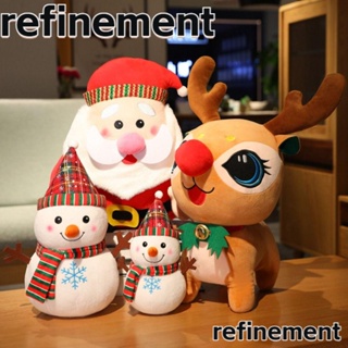 Refinement ตุ๊กตาซานตาคลอส กวางเอลก์ แกรนนี่ ผ้าฝ้าย PP นิ่ม ขนาด 18-24 ซม. สีน้ําตาลแดง ขาว สําหรับตกแต่งคริสต์มาส