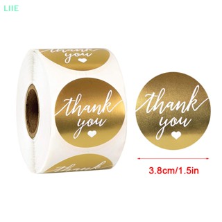 Li สติกเกอร์ฉลาก Thank You สีทอง 38 มม. 500 ชิ้น ต่อม้วน