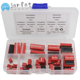 Janfat สวิตช์จุ่ม PCB แบบสไลด์ 1 2 3 4 6 8 10 ตําแหน่ง แถวคู่ 2.54 มม. สีแดง สําหรับ Arduino 35 ชิ้น