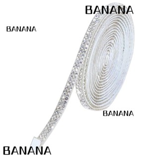 Banana1 ริบบิ้นคริสตัล พลอยเทียม 0.25 นิ้ว สีขาว 4 หลา DIY สําหรับติดตกแต่งกระจก ปาร์ตี้วันเกิด