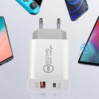 อะแดปเตอร์ชาร์จเร็ว USB Type C PD QC3.0 18W 20W 2 พอร์ต แบบพกพา สําหรับ Android iPhone iPad [Missece.th]