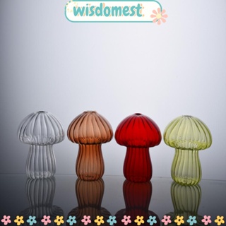 Wisdomest แจกันแก้วใส รูปเห็ด 4 สี สําหรับตกแต่งบ้าน โต๊ะ สวนขวด ไฮโดรโปนิก