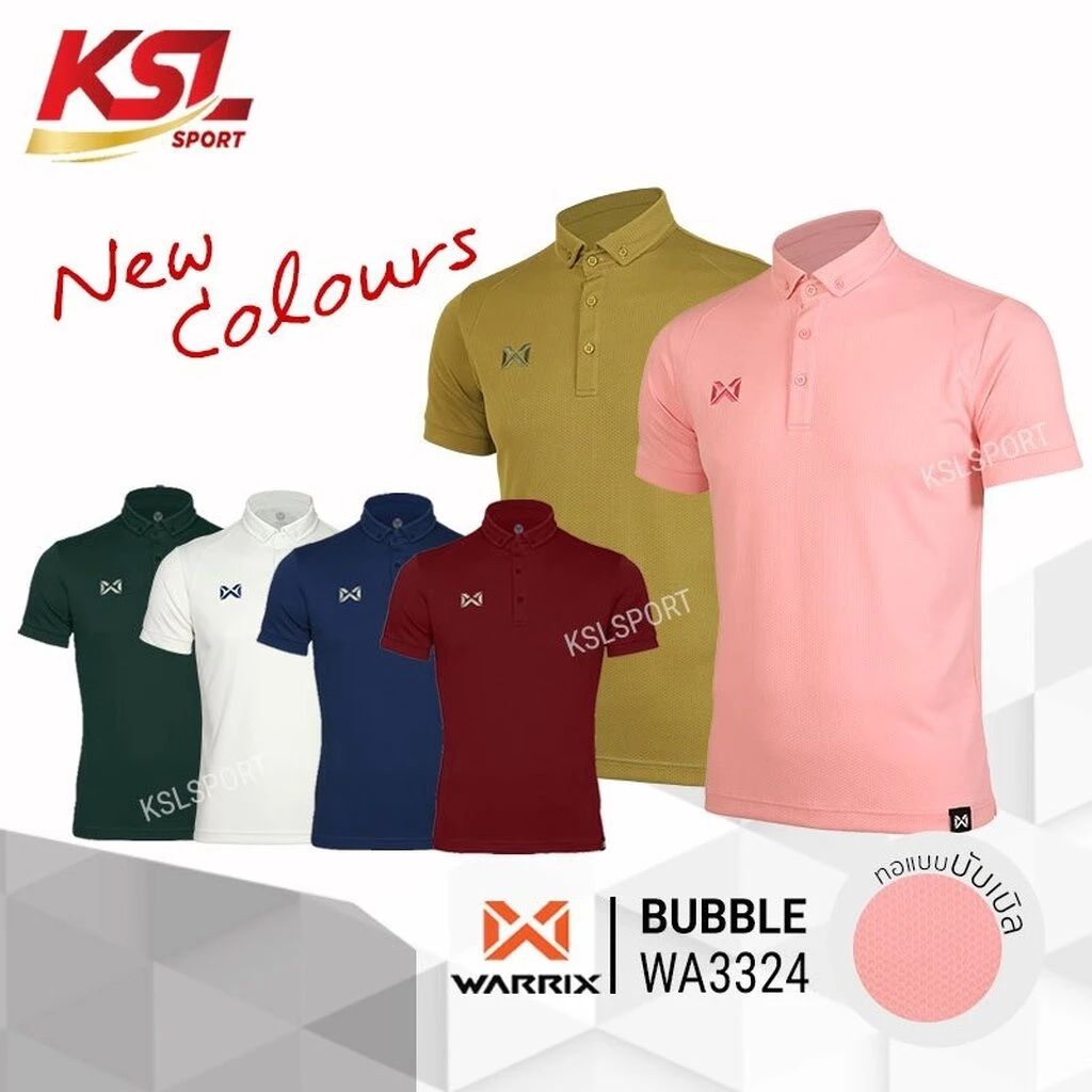 Warrix เสื้อโปโลวาริกซ์ แขนสั้น ผ้าไมโครโพลีเอสเตอร์ รหัส WA-3324 น้ำเงิน/แดง/ขาว/เขียว วอริกซ์ แท้