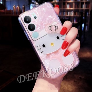 ใหม่ เคสโทรศัพท์มือถือนิ่ม แบบป้องกัน ลายแมวสีชมพูน่ารัก วิบวับ สําหรับ VIVO V29 V27 V27e Y78 Y27 Y36 Y02 Y02T Y02A X90 Pro 5G 4G 2023