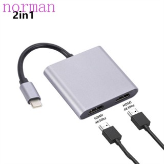 Norman อะแดปเตอร์ขยายหน้าจอ Type-C เป็น HDMI Type-C เป็น HDMI คู่ USB C Hub 4K 60Hz 4 in 1 สําหรับแล็ปท็อป โทรศัพท์ PC