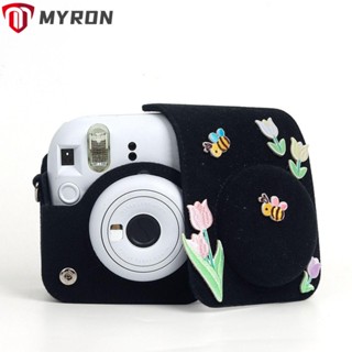 Myron กระเป๋าเก็บกล้องถ่ายภาพ สีดํา พร้อมสายคล้องปรับได้ สําหรับ Fujifilm Instax Mini 12