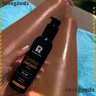 Rosegoods1 Shine Brown Oil, Sunbeds Long Lasting Self Tanning Oil, Outdoor Natural Tan Sun Accelerator Premium Brown Tanning Oil ผู้หญิงผู้ชาย