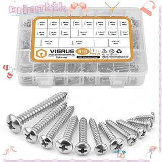 Orienttk สกรูไม้ 4 ชิ้น#6#8#10#12 หัวกลม สเตนเลส สกรูป้องกันสนิม สําหรับงานไม้