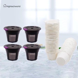 [Hightechworld.th] ถ้วยกรอง K-Cup 4 ชิ้น พร้อมกระดาษกรอง 100 ชิ้น สําหรับ Keurig 1.0 2.0 AU