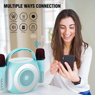 Compact Bluetooth Speaker with Microphone Wireless  Portable Karaoke Audio Set