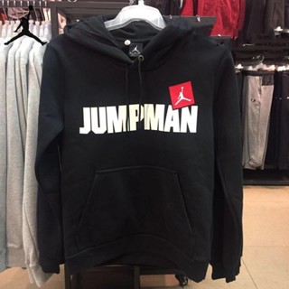 Nike เสื้อกันหนาว เสื้อฮู้ดดี้ ผ้าถัก แบบสวมหัว พิมพ์ลายบาสเก็ตบอล Jumpman แนวสตรีท คลาสสิก 100% สําหรับผู้ชาย BV7445