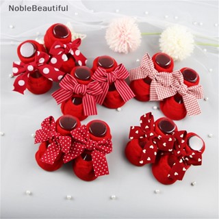 [NobleBeautiful] ถุงเท้าพื้นยาง กันลื่น ประดับโบว์ สําหรับเด็กทารกแรกเกิด [TH]