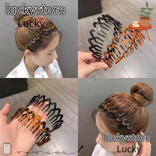 Lucky ที่คาดผมพลาสติก ซี่กว้าง สําหรับล้างหน้า แต่งหน้า 4 ชิ้น