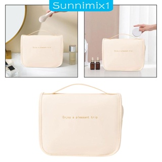 [Sunnimix1] กระเป๋าถือ กระเป๋าเครื่องสําอาง หนัง PU ความจุขนาดใหญ่ สําหรับเดินทาง