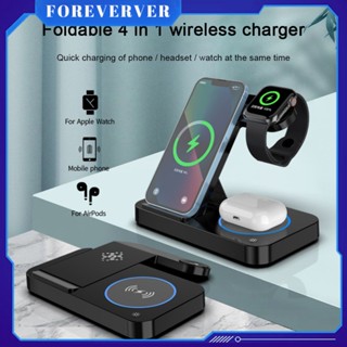 15W 4 In 1 Qi Fast Wireless ChargerสำหรับIphone 13 12 11 Xs Xr Max Mini Appleนาฬิกา7 6 Airpods Pro Inductionชาร์จPadด้านหน้า