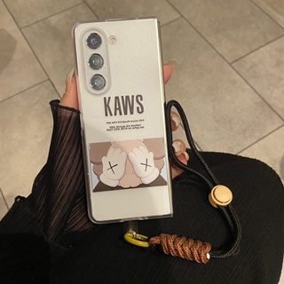 เคสโทรศัพท์มือถือ แบบแข็ง ลายการ์ตูนหมีน่ารัก พร้อมสายคล้อง สําหรับ Samsung Galaxy Z Fold Z Fold 4 Z Fold 3