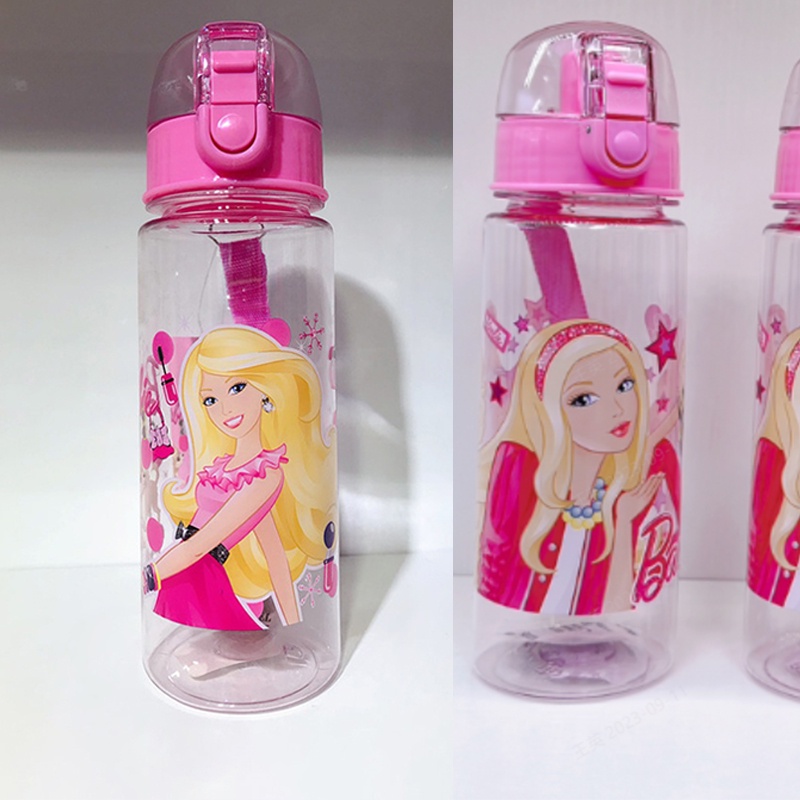 [LBE] 550ml แบบพกพาน่ารักตุ๊กตาบาร์บี้เจ้าหญิงถ้วยดื่มการ์ตูนพลาสติกสาวขวดกีฬาเด็ก
