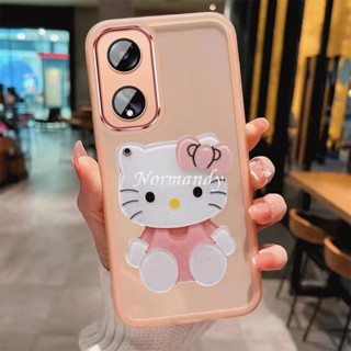 เคสโทรศัพท์มือถือ TPU ใส กันกระแทก ลายการ์ตูนเฮลโลคิตตี้ พร้อมกระจกแต่งหน้า สําหรับ OPPOA38 4G OPPO A38 A58 A78 A98 5G 4G