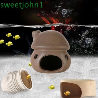 Sweetjohn ที่พักพิงตู้ปลา รูปเห็ด กุ้ง สีม่วง ขนาดเล็ก อุปกรณ์เสริม สําหรับตกแต่งตู้ปลา