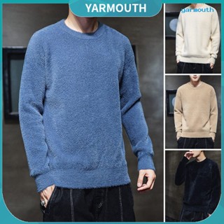 Yyr เสื้อกันหนาวแขนยาว คอกลม ทรงหลวม ให้ความอบอุ่น แบบสวมหัว เหมาะกับใส่ทํางาน แฟชั่นฤดูใบไม้ผลิ สําหรับผู้ชาย