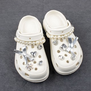 crocs Jibbitz set（ไม่รวมรองเท้า） shoe charms/ชุดอุปกรณ์เสริม รูปโบว์ ประดับเพชรเทียม ขนาดเล็ก สร้างสรรค์ สําหรับตกแต่งรองเท้า Crocs DIY