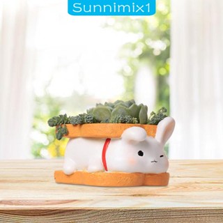 [Sunnimix1] กระถางต้นไม้ รูปปั้นการ์ตูน พร้อมที่ใส่ปากกา สําหรับปลูกต้นไม้ในร่ม