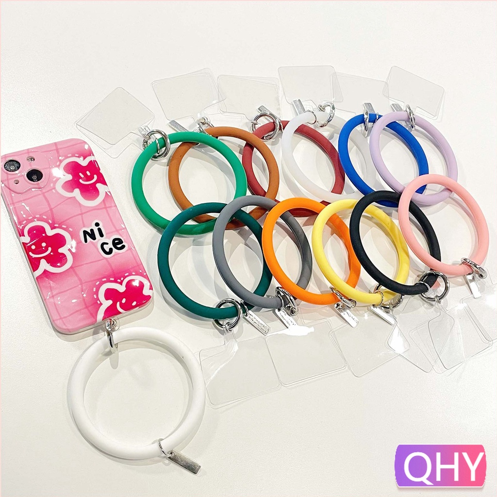 Qhy - แบบพกพา หลายสี รูปแบบ สร้อยข้อมือ วงกลม จัดระเบียบ สมาร์ทโฟน สากล สายคล้องโทรศัพท์มือถือ สีน่ารัก สไตล์สาวหวาน เชือกเส้นเล็ก