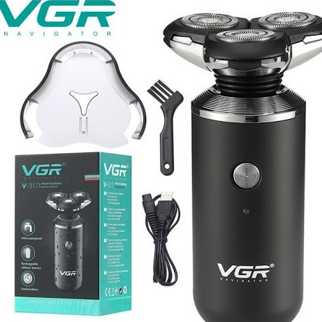 VGR RAZOR Trimmer V317 เครื่องโกนหนวดผู้ชายล้างทําความสะอาดได้เครื่องโกนหนวดไฟฟ้า Triple Floating Bl