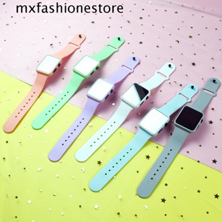 Mxfashione นาฬิกาข้อมือดิจิทัล LED สายซิลิโคน กันน้ํา 8 สี สําหรับเล่นกีฬากลางแจ้ง