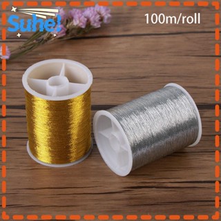 Suhe ด้ายเย็บปักถักร้อย สีทอง 100 เมตร DIY