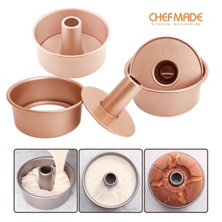 พิมพ์ชิฟฟ่อน มีรูตรงกลาง สีทอง 6 นิ้ว (ถอดก้นได้) /Chefmade 6" ANGEL FOOD PAN WITH REMOVABLE BOTTOM (WK9073)