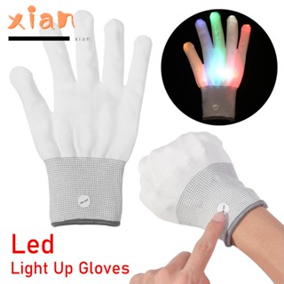 Xianen ถุงมือนีออนเรืองแสง LED พร็อพสําหรับผู้ใหญ่ และเด็ก พร็อพปาร์ตี้คริสต์มาส