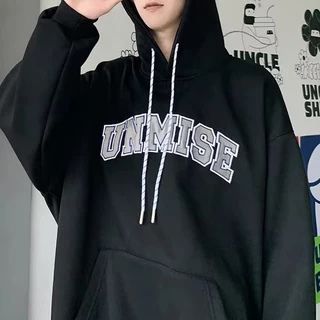 【ไซซ์ M-5xl】เสื้อแจ็กเก็ตกันหนาว แขนยาว มีฮู้ด ผ้ากํามะหยี่ พิมพ์ลายตัวอักษร สีน้ําเงิน สไตล์ฮิปฮอป อเมริกัน แบบสวมหัว โอเวอร์ไซซ์ แฟชั่นฤดูใบไม้ร่วง สําหรับผู้ชาย