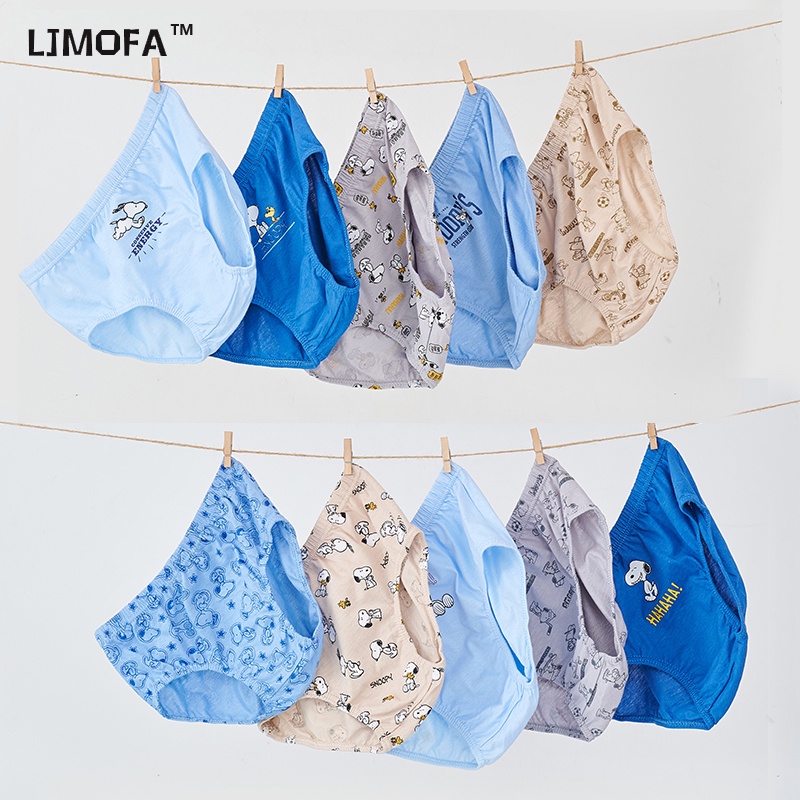Ljmofa Kids 10 ชิ้นชุดชั้นในเด็กชาย Snoopy Series ผ้าฝ้าย Breathable นุ่มกางเกงสบายสําหรับ 2-13Y เด็ก