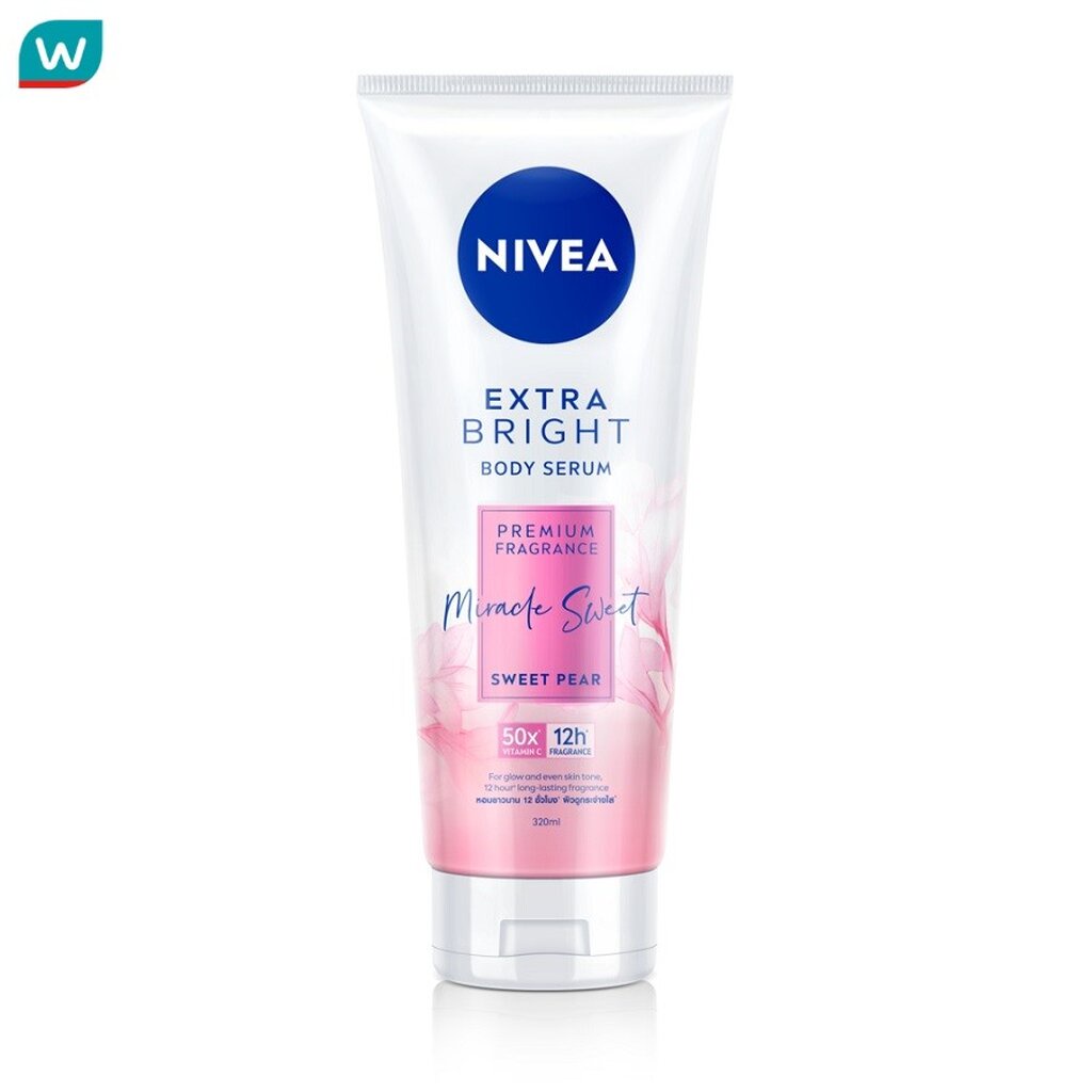 Nivea นีเวีย เอ็กซ์ตร้าไบรท์ บอดี้เซรั่ม พรีเมียม ฟราแกรนซ์ มิราเคิล สวีท สวีท แพร์ 320 มล.