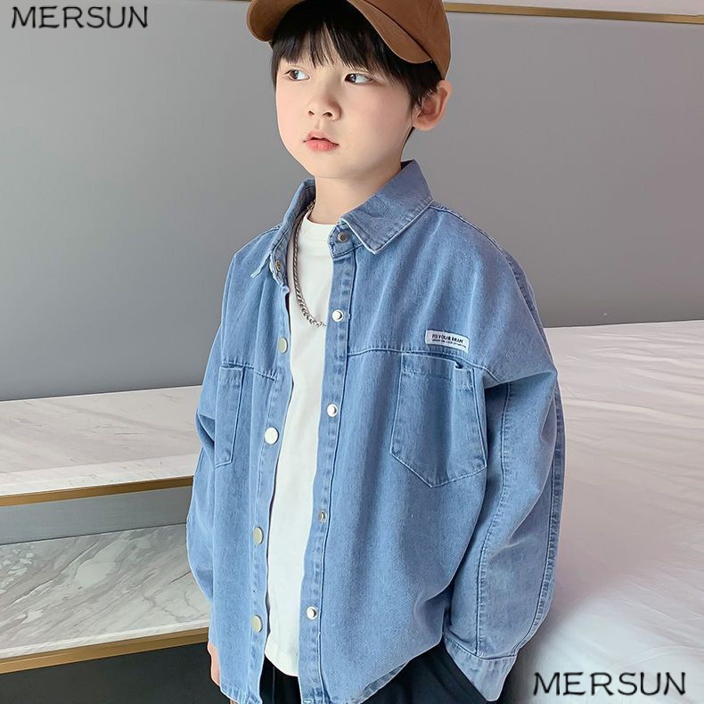เสื้อแจ็กเก็ตยีนแขนยาวลําลอง ทรงหลวม แฟชั่นฤดูใบไม้ผลิ และฤดูใบไม้ร่วง สําหรับเด็กผู้ชาย 2023