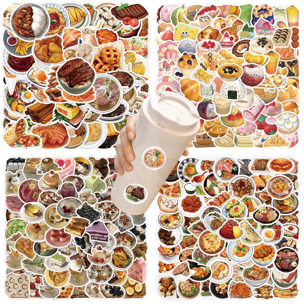 100/63ชิ้นสติกเกอร์อาหารสมจริง-เค้กและขนมกราฟฟิตี ง เอแคลส์ สําหรับหมวกกันน็อค, จักรยาน, บัญชีมือและกรณีดินสอ - รูปที่ 2