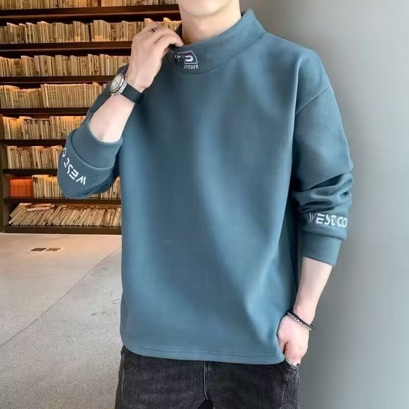 เสื้อกันหนาว คอสูง ผ้ากํามะหยี่ สไตล์เยอรมัน ให้ความอบอุ่น แฟชั่นฤดูใบไม้ร่วง และฤดูหนาว สําหรับผู้ชาย ไซซ์ M-5XL 2023