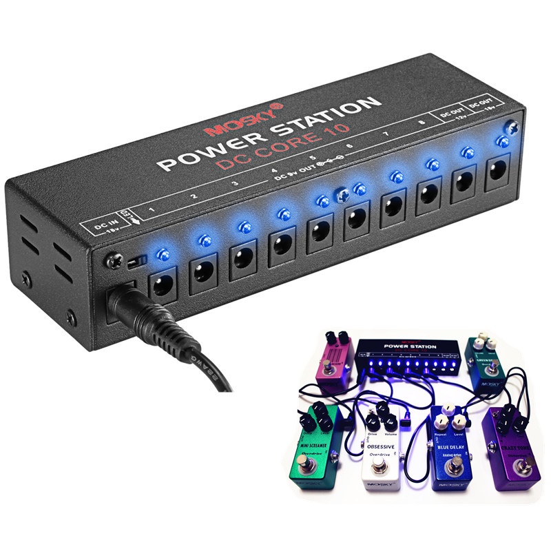 Mosky DC-CORE10 พาวเวอร์ซัพพลาย ขนาดเล็ก แบบพกพา สําหรับเอฟเฟคกีตาร์ 9V 12V 18V