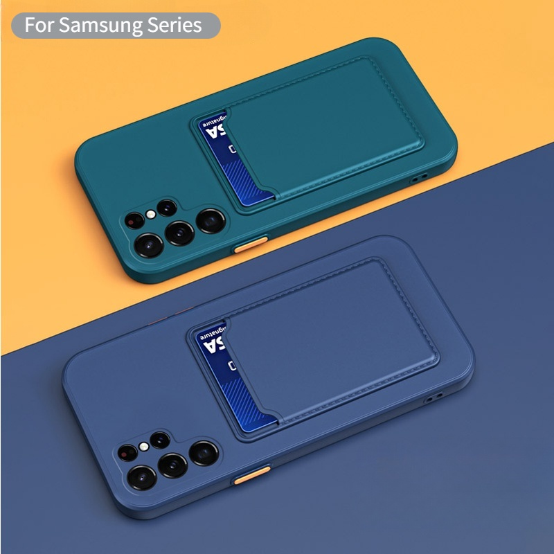 เคสโทรศัพท์มือถือ TPU ทรงสี่เหลี่ยม กันกระแทก พร้อมช่องใส่บัตร สําหรับ Samsung Galaxy A04s A14 A24 A34 A54 A13 A23 A33 A53 A73