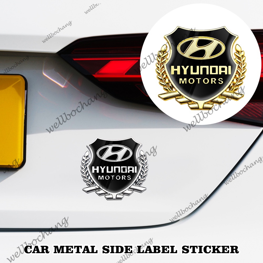2pcs 3D โลหะรถสติกเกอร์หน้าต่างด้านข้างป้ายสัญลักษณ์ Decals สําหรับ Hyundai Matrix Getz Accent I10 S