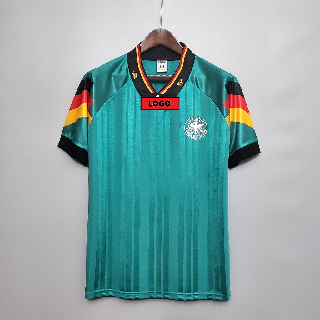 เสื้อกีฬาแขนสั้น ลายทีมชาติฟุตบอล GER Away 1992 DFB สไตล์เรโทร