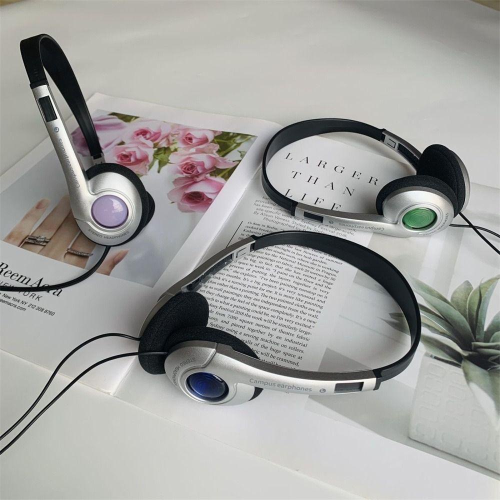 Kentontllb ชุดหูฟังย้อนยุค, หูฟัง Over Ear Millennium Wind Y2K, เอียร์บัดวินเทจคลาสสิก 3.5 มม.หูฟังแบบมีสายกลางแจ้ง Mp3