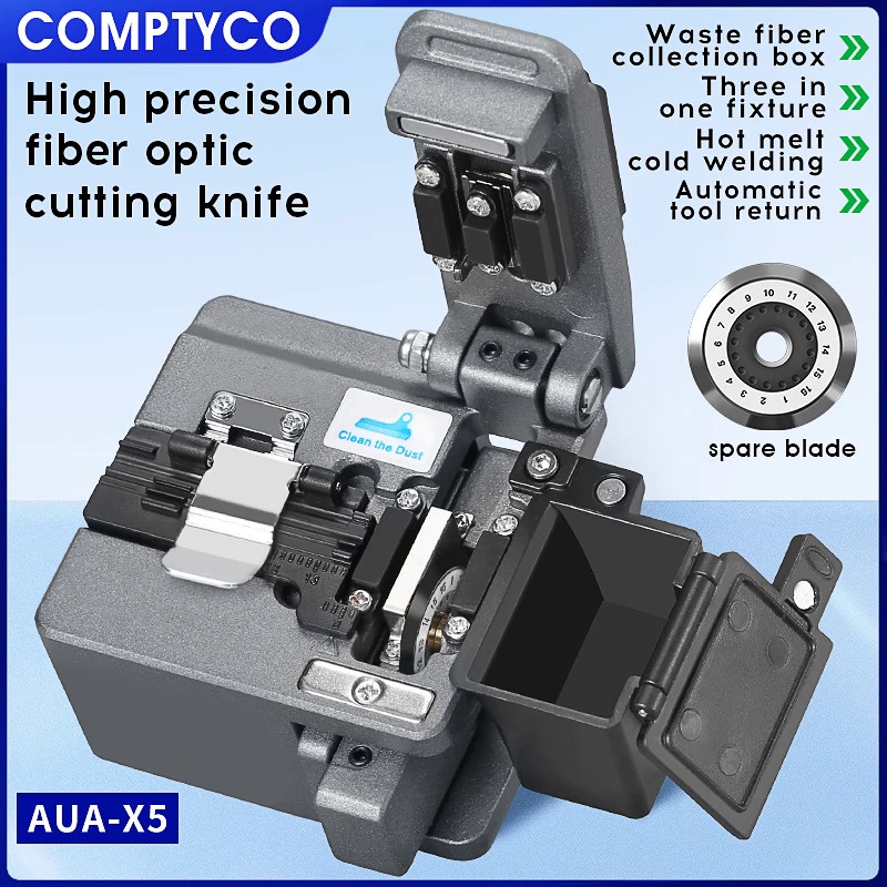 COMPTYCO ใหม่ FTTH เครื่องมือตัดความแม่นยําสูง UA-X2/X5 Optical Fiber Cleaver มีดตัดสายเคเบิล Fiber 