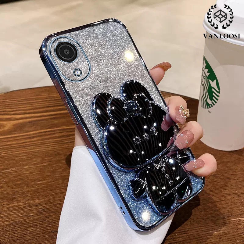 เคส OPPO A17K ผงประกาย ชุบไฟฟ้า ซิลิโคน นิ่ม น่ารัก เคสโทรศัพท์ กระต่าย ป้องกันการตก