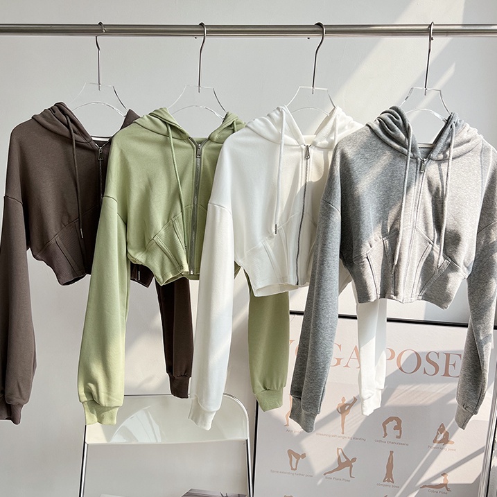 【YOGATRUTH】เสื้อโค้ท เสื้อกีฬา โยคะ ก้างปลา มีฮู้ด ทรงหลวม ลําลอง ยิม ใส่วิ่ง