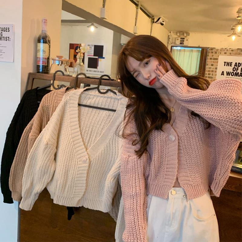 littlebee.shop.9004เสื้อสเวตเตอร์คาร์ดิแกน แขนยาว สีพื้น ขนาดใหญ่ แฟชั่นสำหรับผู้หญิง ทรงหลวม สไตล์เกาหลี