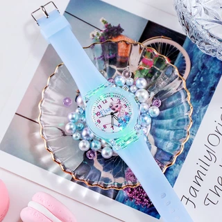 นาฬิกาข้อมือดิจิทัล มีไฟ LED ลายเจ้าหญิงเอลซ่า แอนนา โฟรเซ่น สีสันสดใส สําหรับเด็กนักเรียนผู้ชาย และเด็กผู้หญิง